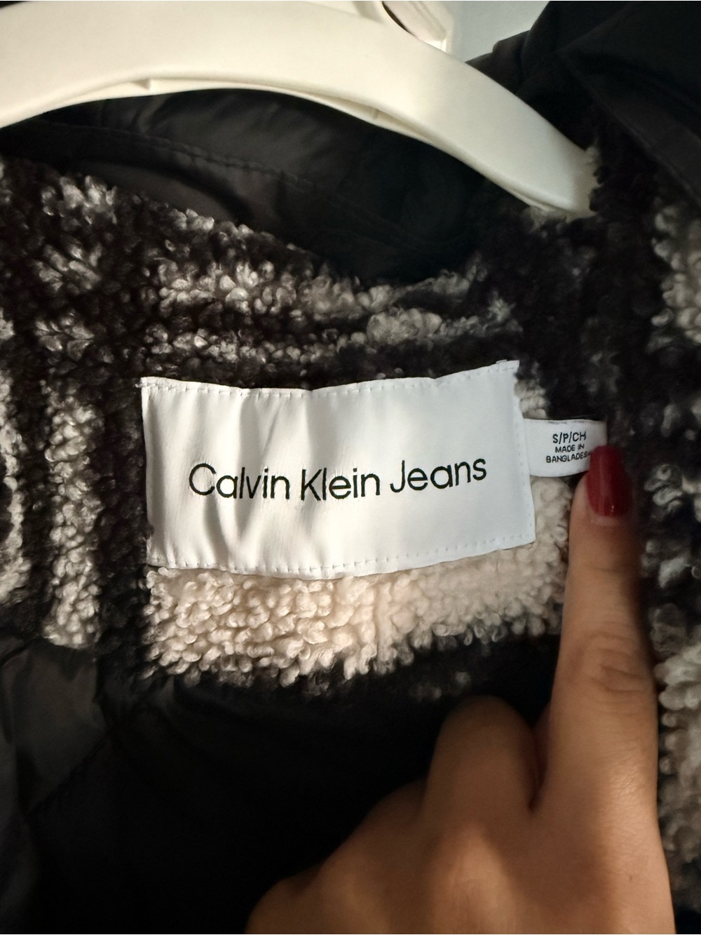 Calvin Klein Jeans Black Jacket with Cream Sherpa Lining